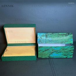 Watch Boxes Jewellery Case Luxury Variety Green Paper Leather Box Can Customise LENNIK Card Label Travel Bag Model Serial Number
