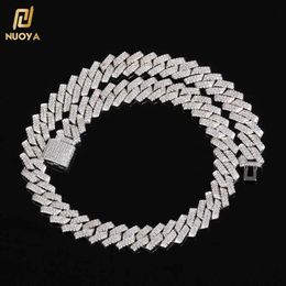 Nuoya 14Mm Boutique Hip-Hop Jewellery Micro Paving Shiny Women's Chilled Cubic Zirconia Cuban Chain Necklace