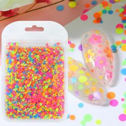 Nail Art Decorations Fluorescent Round Nails Decoration Colorful Neon Mix Bubble Ring Resin Sequins Manicure Part For DIY Summer Accessories