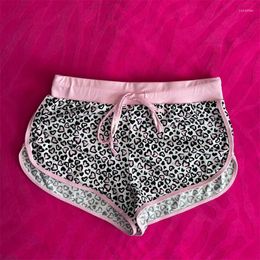 Women's Shorts Pink Leopard Hip-Hop Fashion Casual Y2K 2000s Summer Sexy Short Pants Streetwear Punk Emo Cute Slim Beach