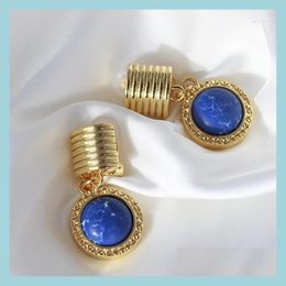Clip-On & Screw Back Backs Earrings Spring And Summer Simple Blue Stone Fashion Creative Ear Drop Delivery Jewellery Dhhox