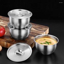 Bowls 304 Stainless Steel Rice Bowl With Lid Steamed Egg Soup Anti-scalding Small Container Tableware Kitchen Tools