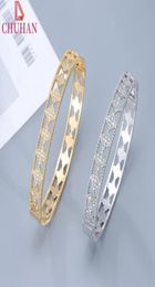 Bangle CHUHAN Sweet Fourleaf Clover Inlaid Zircon Copper Bracelet Romantic Women Charm Korean Fashion Jewellery C6266813101