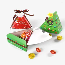 Gift Wrap 6pcs Cake Shape Merry Christmas Cookie Candy Boxes Xmas Year Party Paper Cardboard Box Home Decorations Drop