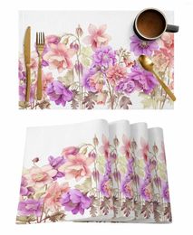 Table Mats 4/6 Pcs Spring Flower Watercolor Countryside Placemat Kitchen Home Decoration Dining Coffee Mat