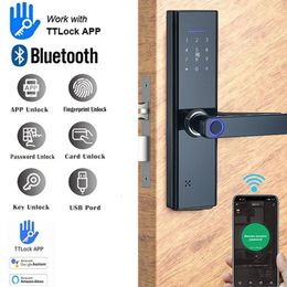 TTLock Fingerpirnt Password Smart Door Lock Digital door fingerprint lock Card Keys Fingerprint door with fingerprint NFC cord 240507
