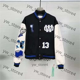 Off White jacket Varsity Jacket Men's Jackets Offs jacket Men Mens Designer of Windbreaker Vintage Loose Long Baseball White jacket 6b4c