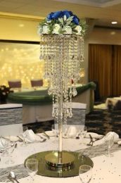 Decoration NEW H80cm Tall Crystal Wedding Centerpiece Party Decoration Table Chandelier Flower Stand Wedding Props