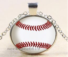 10pcs Baseball Chain NecklaceChristmas Birthday GiftCabochon Glass Necklace SilverBronzeBlack Fashion Jewelry Pendant A5641926404