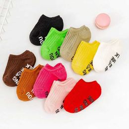 Kids Socks Cute candy Coloured striped white baby floor socks summer and spring thin cotton rubber anti slip short ankle long socks d240515