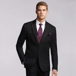 Men's Suits Black Mens Wedding Groom Wear Terno Tuxedos 2 Pieces (Jacket Pants) Slim Fit Business Prom Costume Mariage Homme