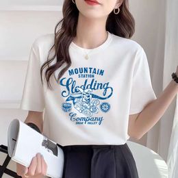 Designer t shirtPure cotton short sleeved T-shirt for womens 2024 summer new loose Korean oversized womens casual versatile mid length top NS72