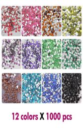 Nail Art Rhinestones Crystal Micro Diamond Flatback Glue Fixed Non fix Rhinestone Decoration Clothing DIY 12Colors x 1000Pcs 2m9527039