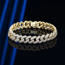 14K Gold Diamond Bangle Bracelet 100% Real 925 Sterling Silver Wedding Bracelets for Women Men Party Jewellery Gift 240423