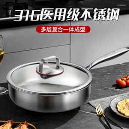 Pans Non Stick Steak Cooking Pot Uncoated Wok Pan Cookware 316stainless Steel Frying Pots And Induction Cooker Gas Universal