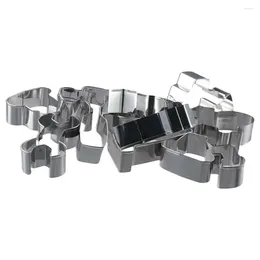Baking Moulds 9pcs Stainless Steel Cookie Cutter Set Easy-to-clean Bakery Tool Silver Vehicle Mold DIY Kitchen