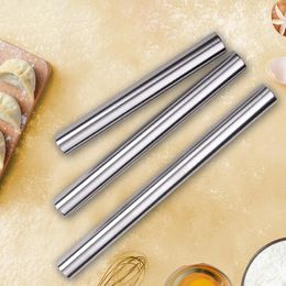 Baking Tools 1Pcs Stainless Steel Rolling Pin DIY Bakers Making Cookie Bread Pizza Noodles Dumplings Non-stick Tool Kitchen Gadgets