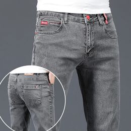 Fashion Brand Slim Grey Blue Skinny Jeans Men Business Casual Classic Cotton Trend Elastic Youth Pencil Denim Trousers 240515