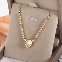 Tennis Mens and womens hip-hop necklace 10mm zircon heart-shaped pendant tennis necklace hip-hop Jewellery fashionable gift necklace d240514