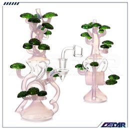 10 Inch Pine tree shape Glass hookah Pipes Bubbler Recycler Bong Oil DAB Rig Glass Smoking Water Pipe With 14mm Quartz Banger