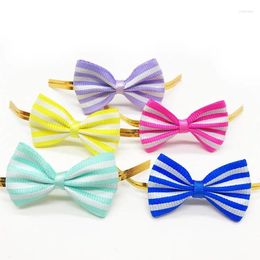 Gift Wrap 50Pcs Bags Bow Tie Wrapping Gold Wire Bowknot Stripe Pattern DIY Sealing Fixed Ties Lollipop Candy Biscuits Snack Packaging