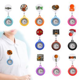 Pocket Watches Basketball 27 Clip On Watch Easy To Read Nurse For Women Retractable Digital Fob Clock Gift Pattern Design Drop Deliver Otvot