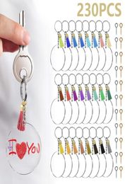 230Pcs Key Ring DIY Clear Circle Discs Keychains Making Kit Metal Acrylic Round Keyrings Blanks Tassel Pendant As Party Favors5430172