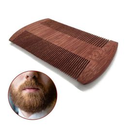 Party Favour Mens Wooden Beard Brush Natural Sandalwood Double Sided Close Tooth Comb Household Hair Combs Drop Delivery Home Garden Dhnej