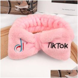 Headband Tiktok Coral Fleece Soft Bow For Women Girls Cute Hair Holder Hairbands Headwear Accessories 10Pcs Drop Delivery Products Too Dh4Jt