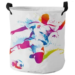 Laundry Bags Red Purple Character Football Sport Dirty Basket Foldable Home Organizer Clothing Kids Toy Storage