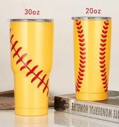 30oz Tumbler Mugs Basketball Football Baseball Printed Cup Beer Mug Coffee Water Bottle Car Hold Cup LJJA55008325947