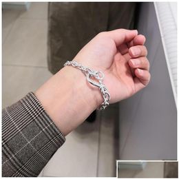 Charm Bracelets Charm Bracelets New Chunky Infinity Knot Chain Bracelet Women Girl Gift Jewelry For Pandroa 925 Sterling Sier Hand Wit Dhx31