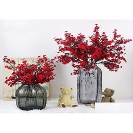 Decorative Flowers Wreaths Silk Cherry Blossoms Artificial Flower Fake Sakura Tree Branches Japan Decoration Plum Flores Table Hom Dho6L