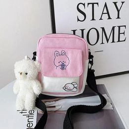 Drawstring Cute Canvas Phone Handbag Small Cartoon Shopping Bag Fashion Female Student Girl Crossbody Shoulder Bags Purse For Women