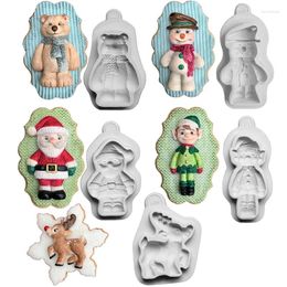 Baking Moulds Christmas Holiday Santa Elk Elf Snowman Silicone Mold Fondant Chocolate Mousse Cake Decoration Dessert Pastry Tools