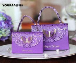 50pcslot Highquality Laser Cut Butterfly Flower Gift Bags Candy Boxes Wedding Favours Portable Gift Box Party Favour Decoration H14542086