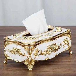 Tissue Boxes Napkins European tissue box high-end hotel restaurant snack extract box kitchen and living room tablet tissue storage box B240514