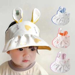 Caps Hats Summer Kids Sun Hat Baby Empty Top Hats Cartoon Rabbit Ears Toddler Sunshade Cap Children Outdoor Sunscreen Visors 6Months-3Year Y240514