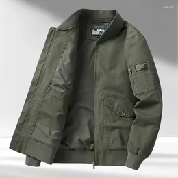 Men's Jackets Cotton Flight Jacket Zipper Coat Stand Collar Pilot Fashion Baseball Bomber Multi Pocket Cargo With