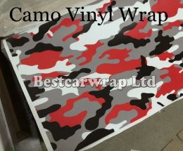 Stickers Matte & Gloss Red Camouflage Sticker Wrap With Air Release Arctic Camo Film For Car Wrap Graphics Design 1.52 x 10m/20m /30m/Roll