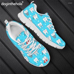 Casual Shoes Doginthehole Cute Cartoon Print Non-Slip Running Footwear Comfortable Mesh Flats For Female Girls Zapatillas Mujer