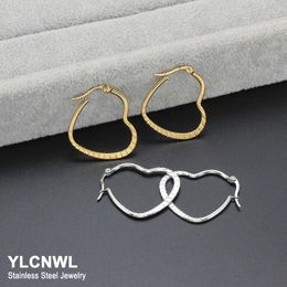 Hoop Earrings Stainless Steel Heart Shaped For Women Silver Gold Color Cute Romantic Brincos Jewelry Wedding Gift