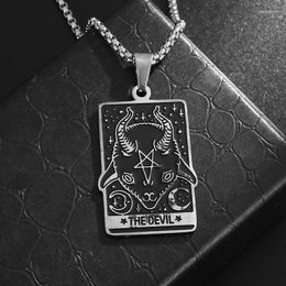 Pendant Necklaces Retro Stainless Steel Fangjun Brand Sheep Head Inverted Five-Pointed Star For Men And Women Punk Alternative Jewelrygift