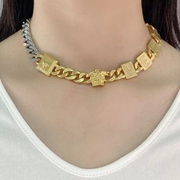 High quality luxury Jewellery silver gold patchwork Medusa Head Portrait necklace fashionable and Personalised dance party accessories holiday gifts