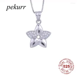 Pendants Pekurr 925 Sterling Silver 2 Zircon Leaf Sunflower Necklace For Women Pentagram Starfish Star Fine Jewellery Gifts