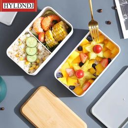 Dinnerware Japanese Style Tableware Office Student Worker Lunch Box Double Layer Sealed Leakproof Wooden Grain Microwave