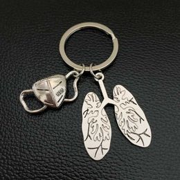 Keychains Lanyards NEW Mask Key Chain Lungs Keychain Anatomical Organs Body Parts Keyring For Doctor Graduation Gift Jewelry Handcrafts Y240510
