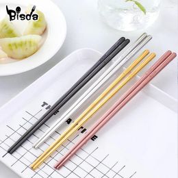 Chopsticks 4Pairs Chinese Silver Hashi Black 304 Stainless Steel Sushi Mirror Polish Reusable Metal Chop Sticks Dinnerware