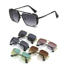 Sunglasses UV400 Protection Steampunk Retro Driving Fishing Metal Frame Punk Shades Y2K Square Sun Glasses For Women & Men