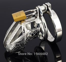 Small Device Stainless Steel Cock Cage Metal Male Belt Penis Ring Bondage Sex Toys Dragon Totem Virginity Lock1984652